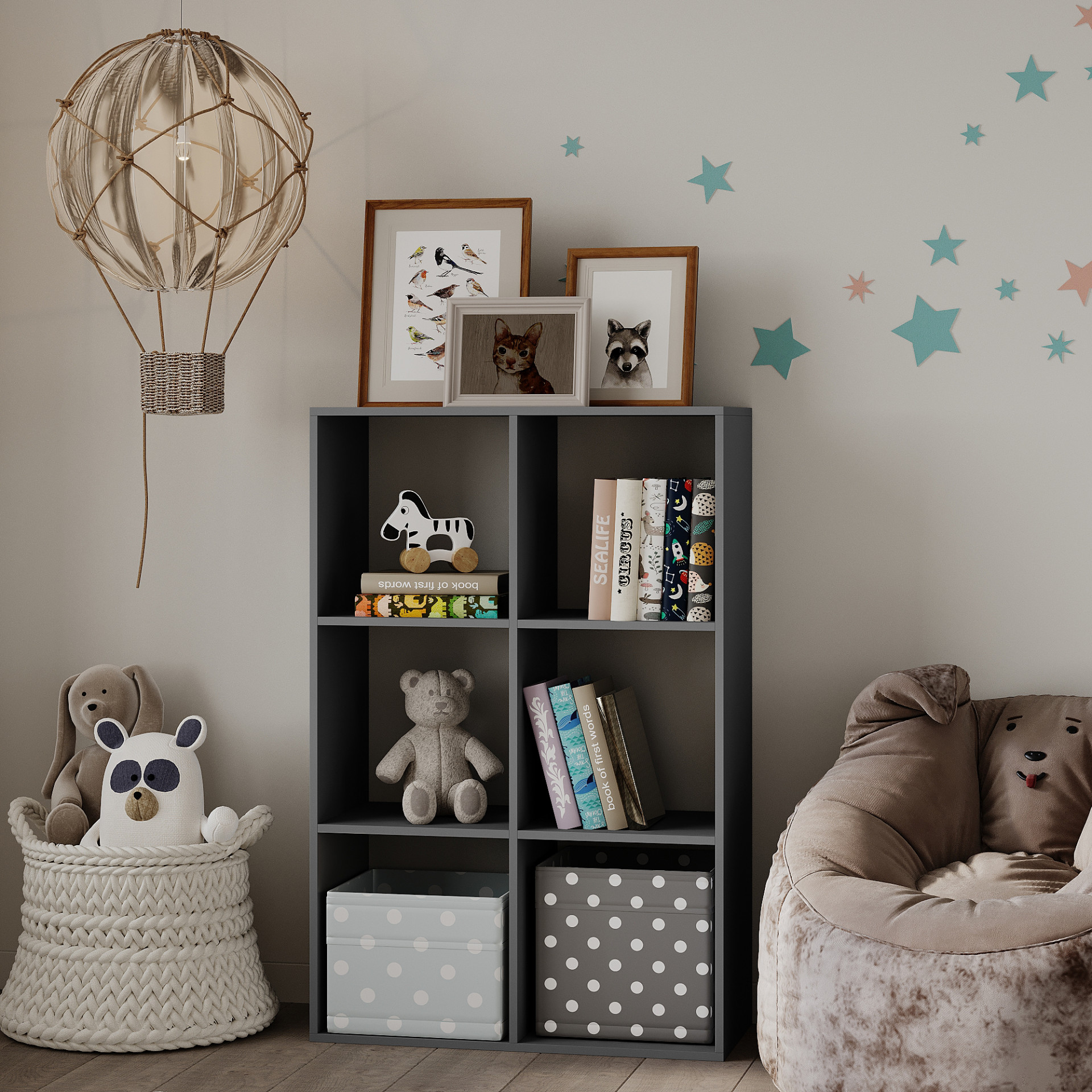 Стеллаж с полками на 6 секций 120х80х35 см KOD- СТ-6- детский