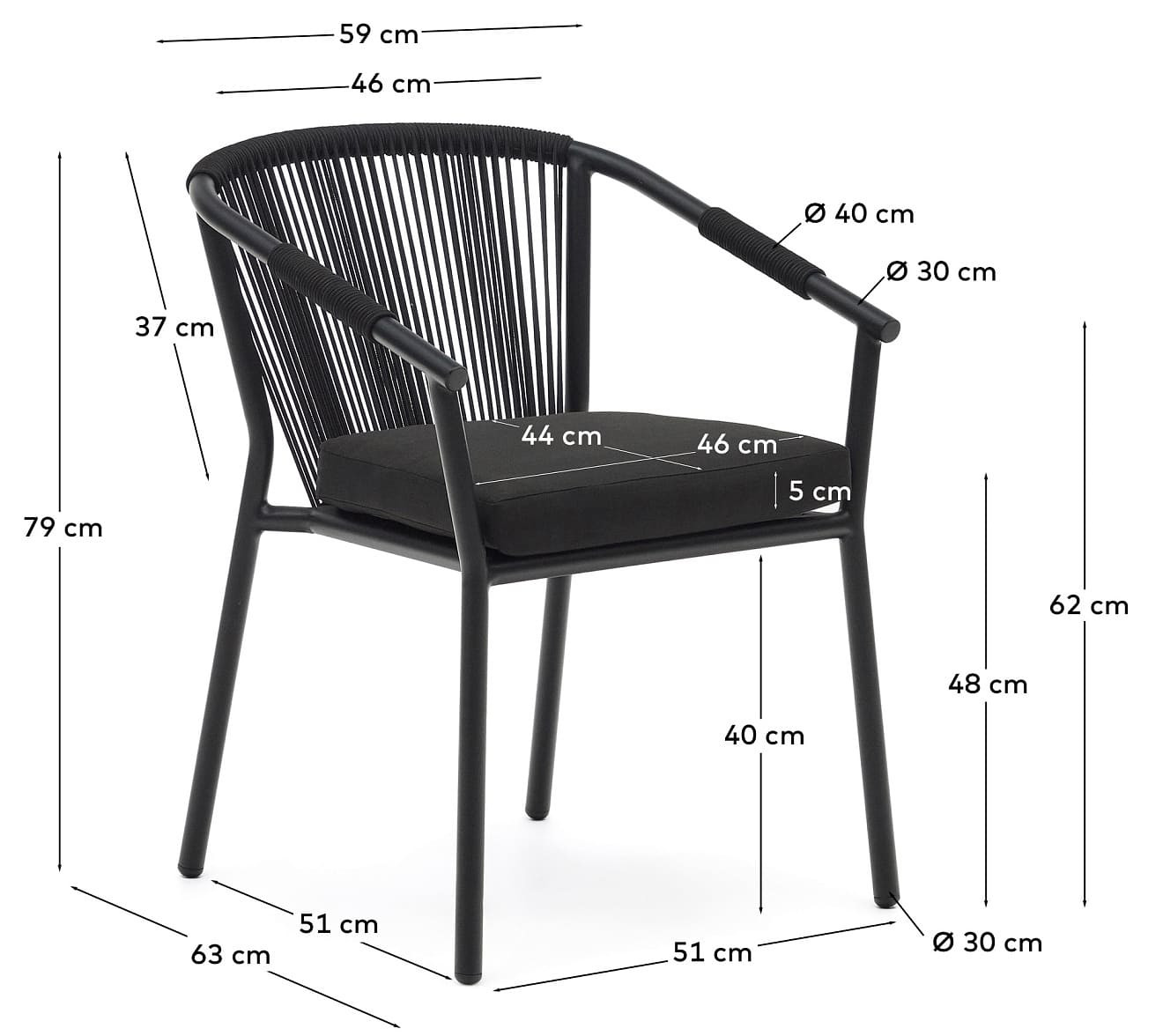 Стул садовый Kave Home XELIDA J0600034RR15 (черный)