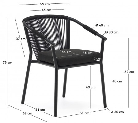 Стул садовый Kave Home XELIDA J0600034RR15 (черный)