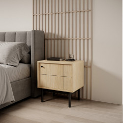 Тумба прикроватная Perfect Home Джапанди / Japandi S54 1-дверная Дуб линеа