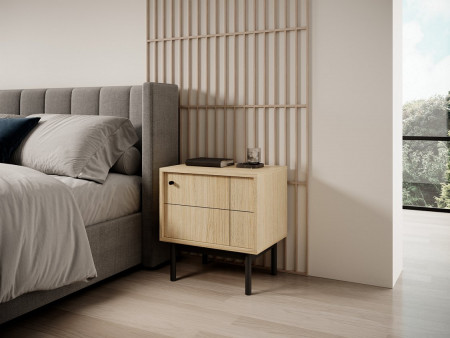 Тумба прикроватная Perfect Home Джапанди / Japandi S54 1-дверная Дуб линеа