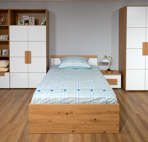 Кровать Forte ARKINA LBLL012 120 дуб артизан-белый
