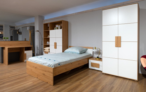 Кровать Forte ARKINA LBLL012 120 дуб артизан-белый