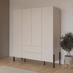 Шкаф на 4 двери с 2 ящиками Helvetia JUKON S 24KSND20 (кашемир/черный)