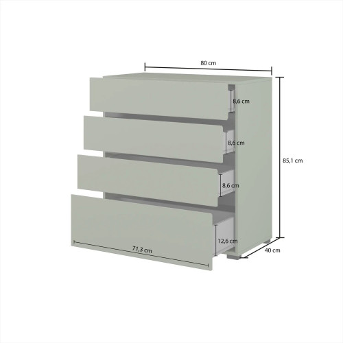 Комод на 4 ящика Helvetia CROSS S 249WMY28 (белый-черный)