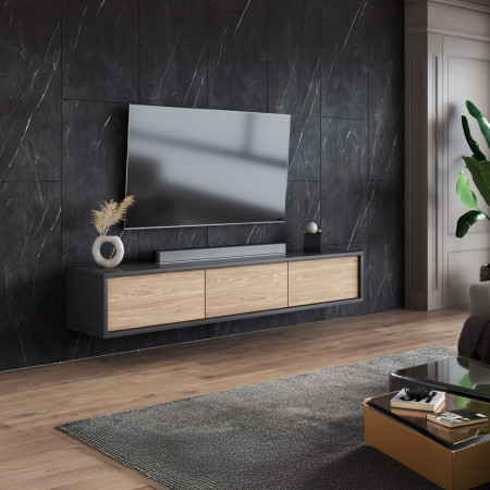 Тумба под телевизор навесная Helvetia FRIDA 24JDMT38 (антрацит/дуб промасленный)