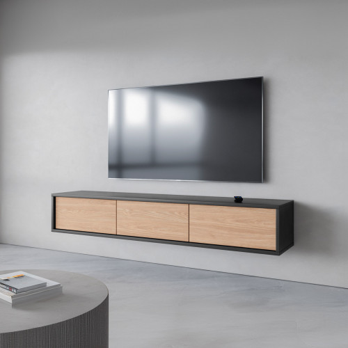 Тумба под телевизор навесная Helvetia FRIDA 24JDMT38 (антрацит/дуб промасленный)