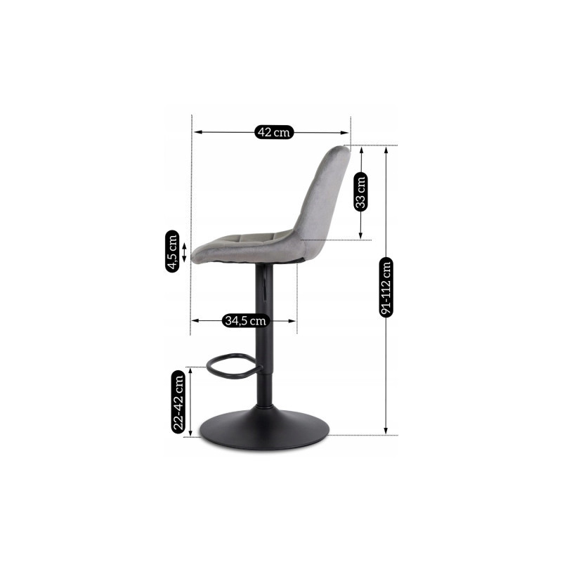 Барный стул MEBEL ELITE Arcos (велюр серый, черная опора)