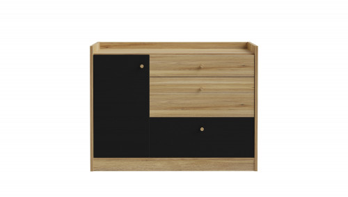 Комод на 1 дверь и 3 ящика Forte COXIM CXMK221L (дуб Маувелла/черный)