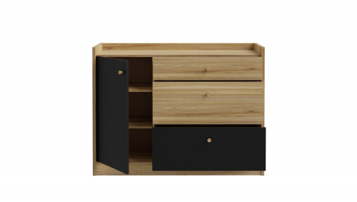 Комод на 1 дверь и 3 ящика Forte COXIM CXMK221L (дуб Маувелла/черный)