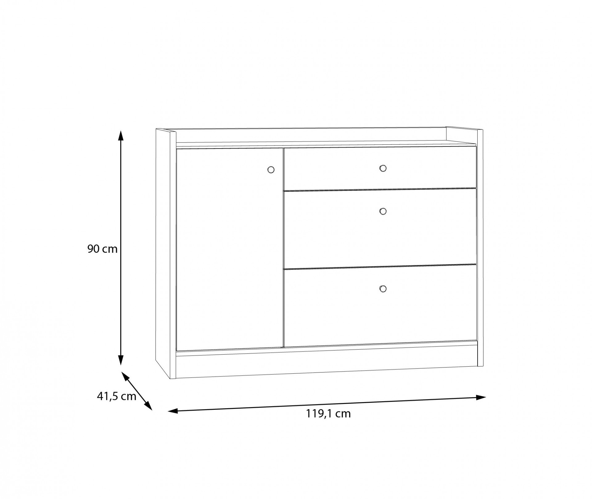 Комод на 1 дверь и 3 ящика Forte COXIM CXMK221L (дуб Маувелла/черный)