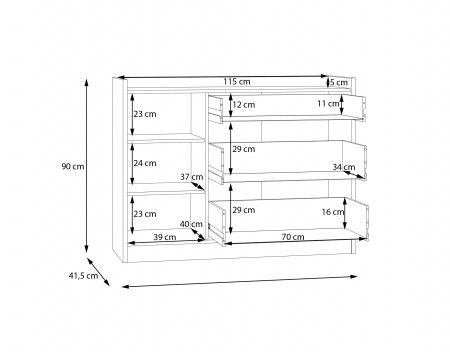 Комод на 1 дверь и 3 ящика Forte COXIM CXMK221L (дуб Маувелла/черный)