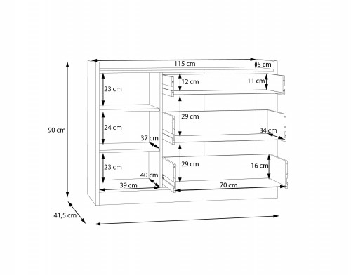 Комод на 1 дверь и 3 ящика Forte COXIM CXMK221L (дуб Маувелла/черный)