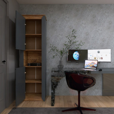 Пенал открытый EVR- Нордик-600 дуб крафт золотой + фасад графит