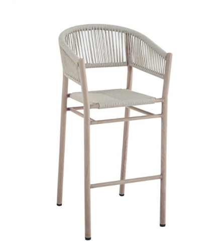Стул садовый барный VTR- ODB-10 (Равелло) айвори + белый дуб  