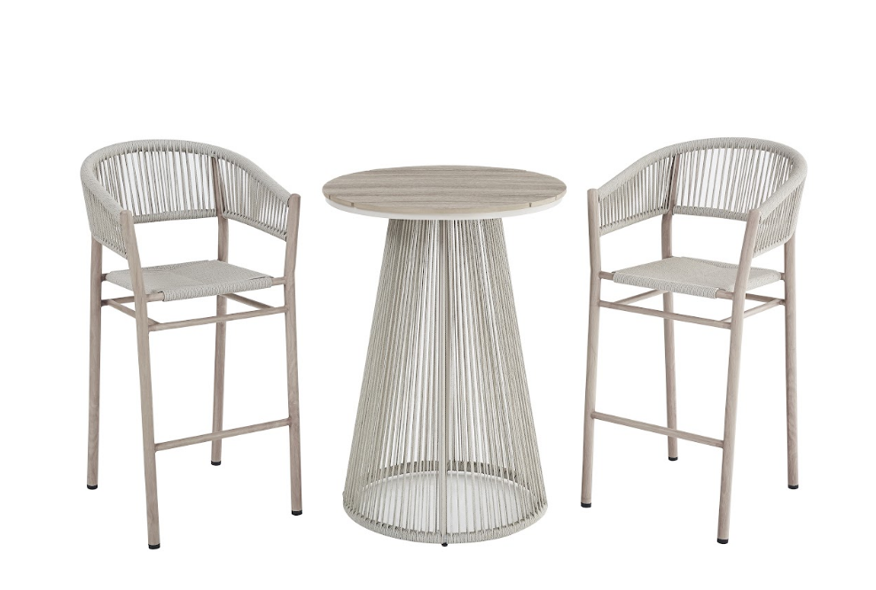 Стул садовый барный VTR- ODB-10 (Равелло) айвори + белый дуб  