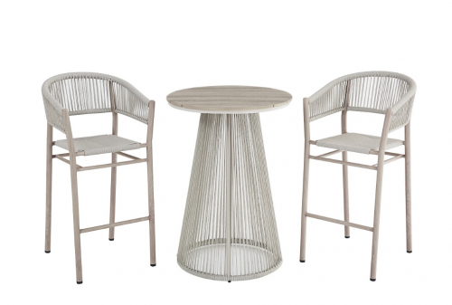 Стул садовый барный VTR- ODB-10 (Равелло) айвори + белый дуб  