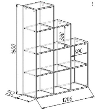 Стеллаж с полками 160х120х35 см KOD- СТ-9-детский