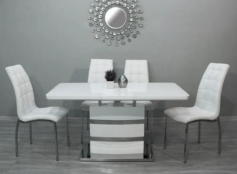 Стол обеденный модерн premium  EVRO- Montana DT115 белый 1100(+400) х 700 х 760