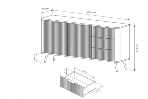 Комод Perfect Home Ланте / Lante 2D3S/163, 2-дверный с 3 ящиками (Черный)