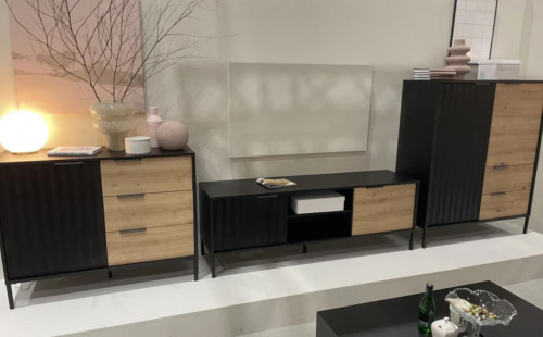 Комод высокий Perfect Home Рейв/Rave 2-дверный с 2 ​​ящиками 2D2S/104 Черный/дуб артизан