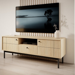 Тумба под ТВ Perfect Home Джапанди / Japandi RTV154 2-дверная с 1 ящиком Дуб линеа