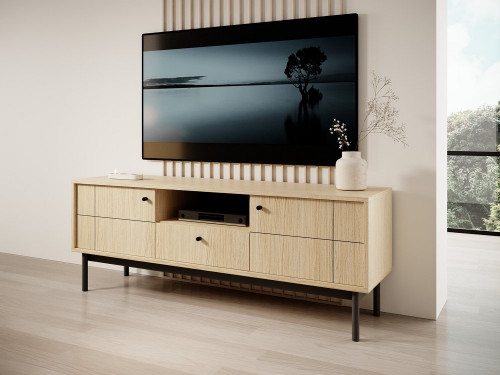 Тумба под ТВ Perfect Home Джапанди / Japandi RTV154 2-дверная с 1 ящиком Дуб линеа