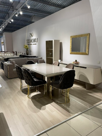 Стол раскладной Art-Deco EXI-  TES капучино +крем c золотой отделкой 180/220*100*79
