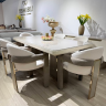 Стол раскладной Art-Deco EXI-  TES капучино +крем c золотой отделкой 180/220*100*79