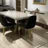 Стол раскладной Art-Deco EXI- TES капучино +крем c золотой отделкой 180/220*100*79