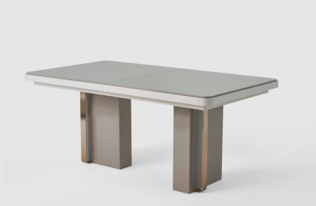Стол раскладной Art-Deco EXI- TES капучино +крем c золотой отделкой 180/220*100*79