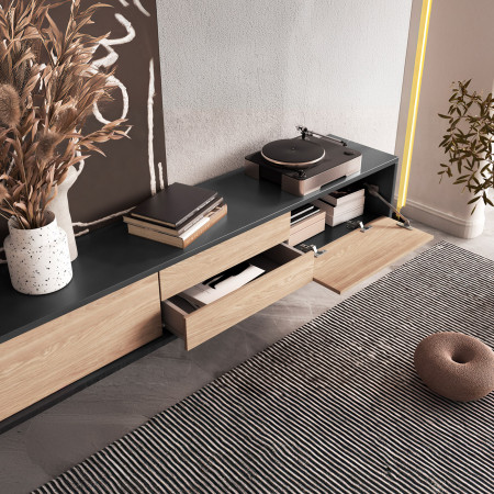 Тумба под телевизор навесная Helvetia FRIDA 24JDMT39 (антрацит/дуб промасленный)