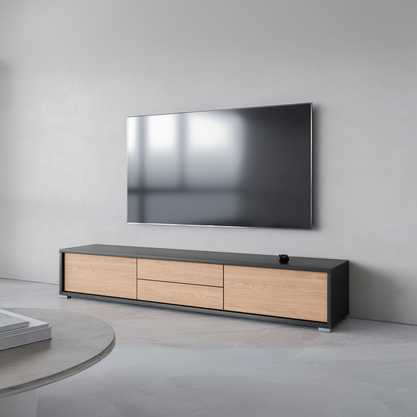 Тумба под телевизор навесная Helvetia FRIDA 24JDMT39 (антрацит/дуб промасленный)