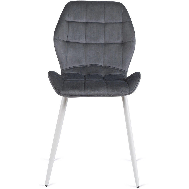 Стул обеденный MEBEL ELITE Lucky (серый велюр, белые ножки)