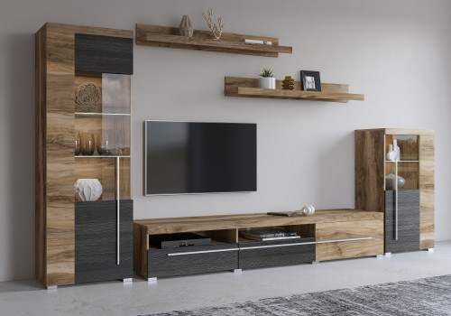 Стенка в гостиную Helvetia ROGER 226ZZH11 (сатиновый нуссбаум)