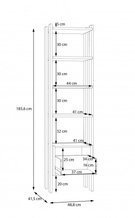 Стеллаж для книг Forte COXIM CXMR711 (дуб Маувелла/черный)