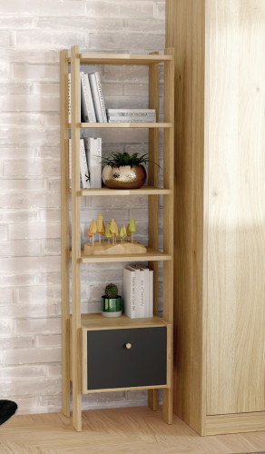 Стеллаж для книг Forte COXIM CXMR711 (дуб Маувелла/черный)