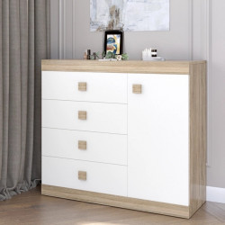 Большой комод EVR- Соната-5 дуб Сонома + фасад белый
