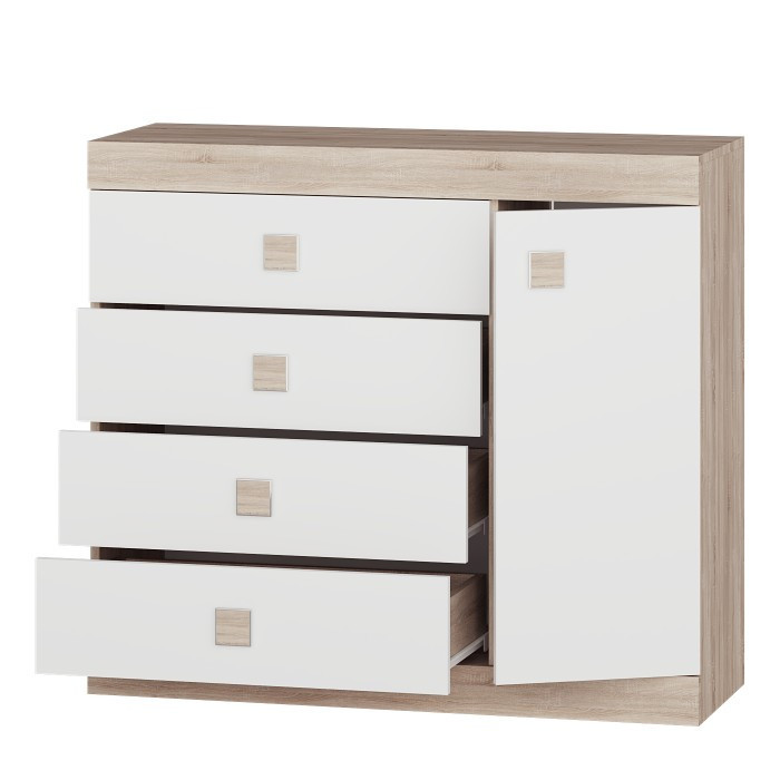 Большой комод EVR- Соната-5 дуб Сонома + фасад белый