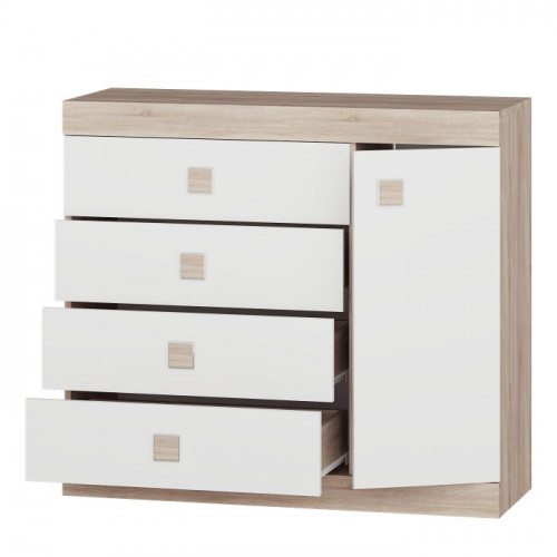 Большой комод EVR- Соната-5 дуб Сонома + фасад белый