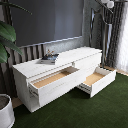 Тумба под телевизор EVR- Лайт ЛТВ-1400 крафт белый