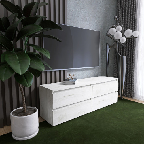 Тумба под телевизор EVR- Лайт ЛТВ-1400 крафт белый