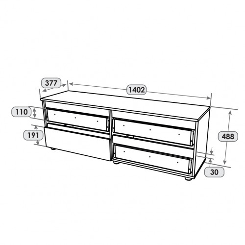 Тумба под телевизор EVR- Лайт ЛТВ-1400 крафт белый