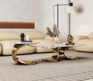 Комплект журнальных столов Elt- T-01 золото + керамика  