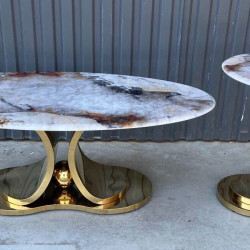Комплект журнальных столов Elt- T-01 (1+1) золото + керамика  