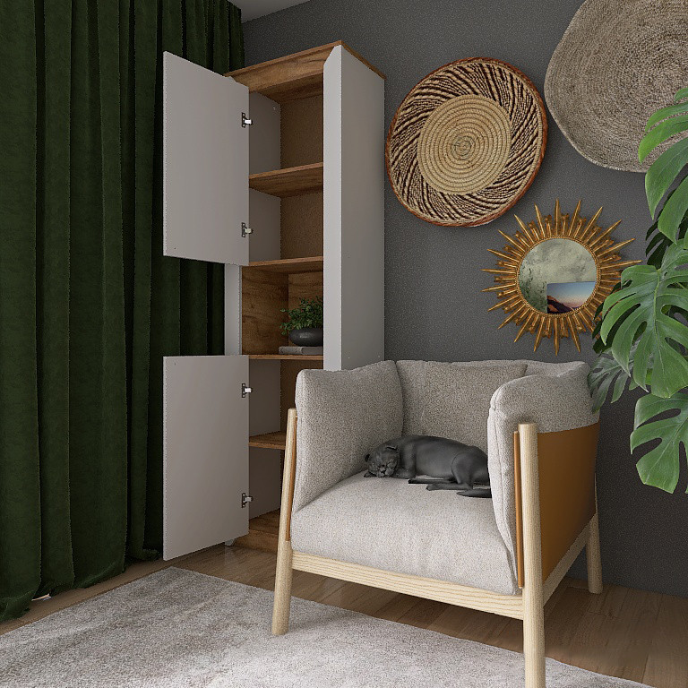 Пенал открытый EVR- Нордик-600 дуб крафт золотой + фасад белый