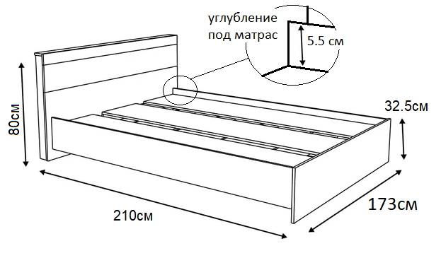 Кровать двуспальная EVR- Соната венге + крафт золотой