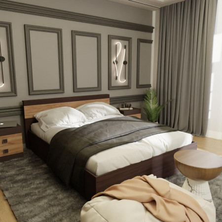 Кровать двуспальная EVR- Соната венге + крафт золотой