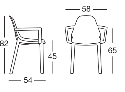 Кресло обеденное уличное VLL- SCAB Più 2335 (антрацит, красный, тортора, белый)