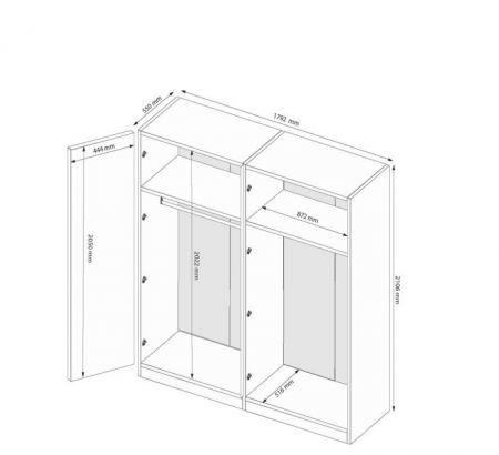 Шкаф MRK- TEDDY 179,2*210,6 м Дуб Артизан / Зеркало 4 двери 